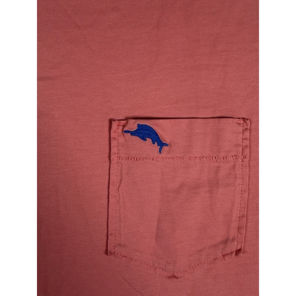 Tommy Bahama L/S Pocket Shirt Mens Large Pink Coral Pima Cotton Marlin UPF Sun * - Picture 3 of 10